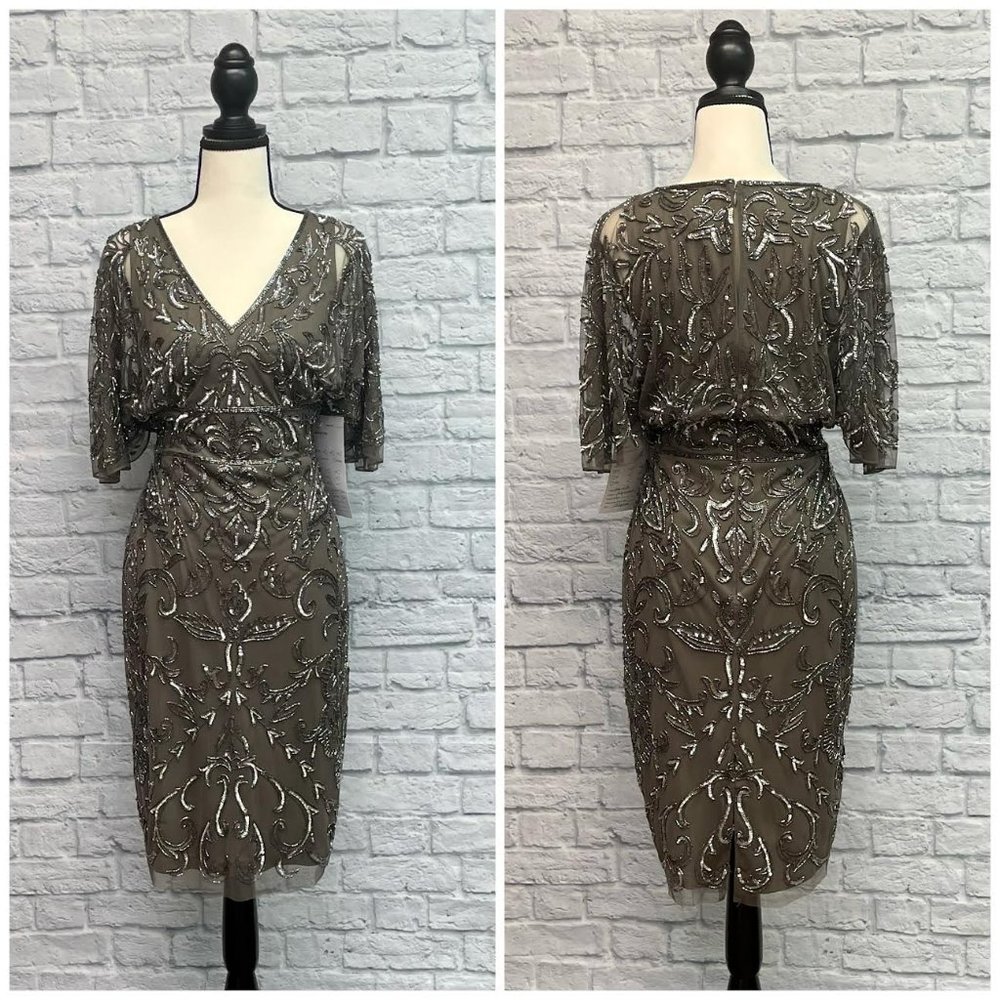 NWT Short Fully Beaded Adrianna Pappel Formal